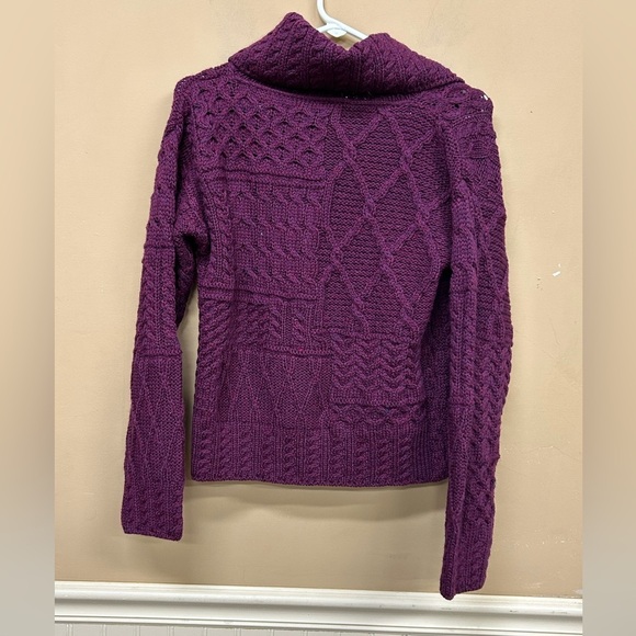 Shannon Woolen Mills Cable Knit Sweater Made In Ireland women size XS purple - Picture 2 of 6